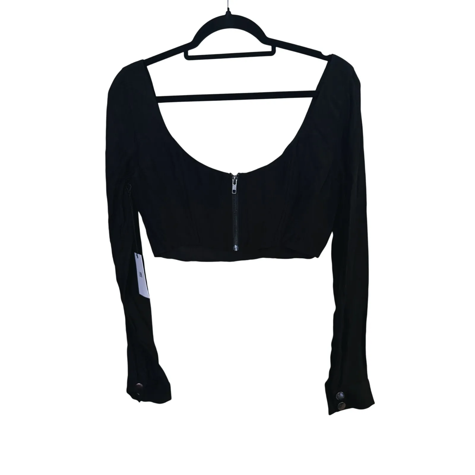 NWT LPA Whimsigoth Cropped Corset Top Medium Black Y2K Vamp Dark Fairy Punk Emo - Image 2