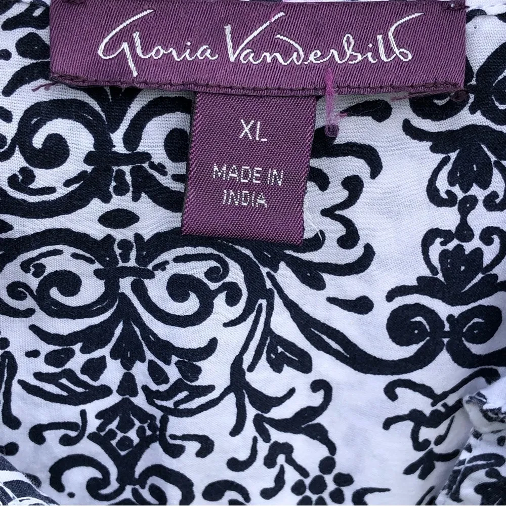 Gloria Vanderbilt  Damask Print Cassidy Button Down Size X Large - Image 6
