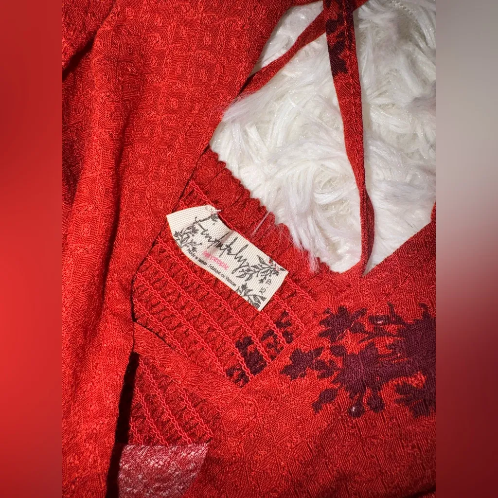 NEW Free People Get to You Printed Maxi Dress red Combo Size xs - Image 5