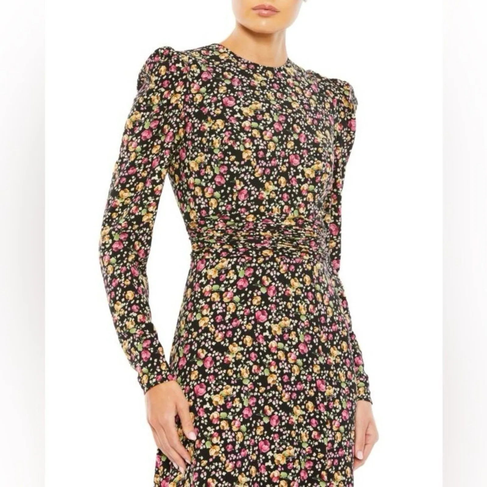 MAC DUGGAL 26916 Floral Print Long Sleeve Dress Size 16 New with Tag MSRP $498 - Image 2