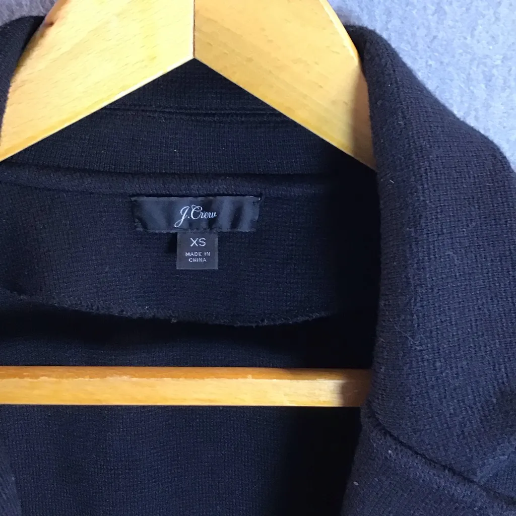 J.Crew Sophie Open-Front Sweater-Blazer Black XS Merino Wool Blend Coat Cardigan - Image 4