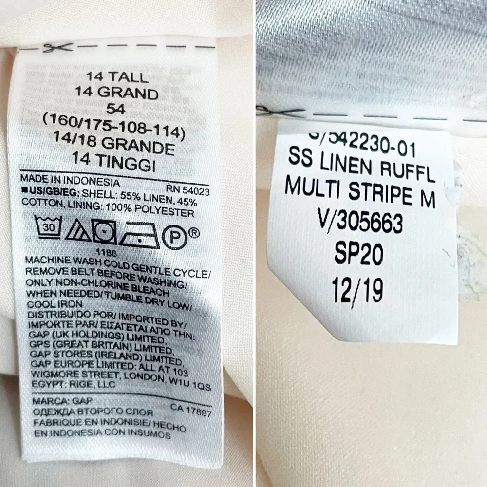 NWT Gap Linen Blend Striped Midi Dress Belted V-Neck Short Sleeve Size 14 Tall - Image 11