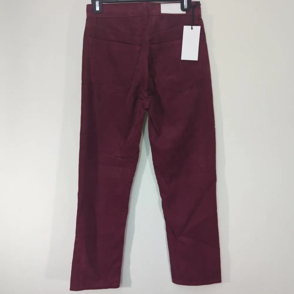 RE/DONE Corduroy Pants NWT Burgundy Red USA High Rise Stovepipe - Image 5