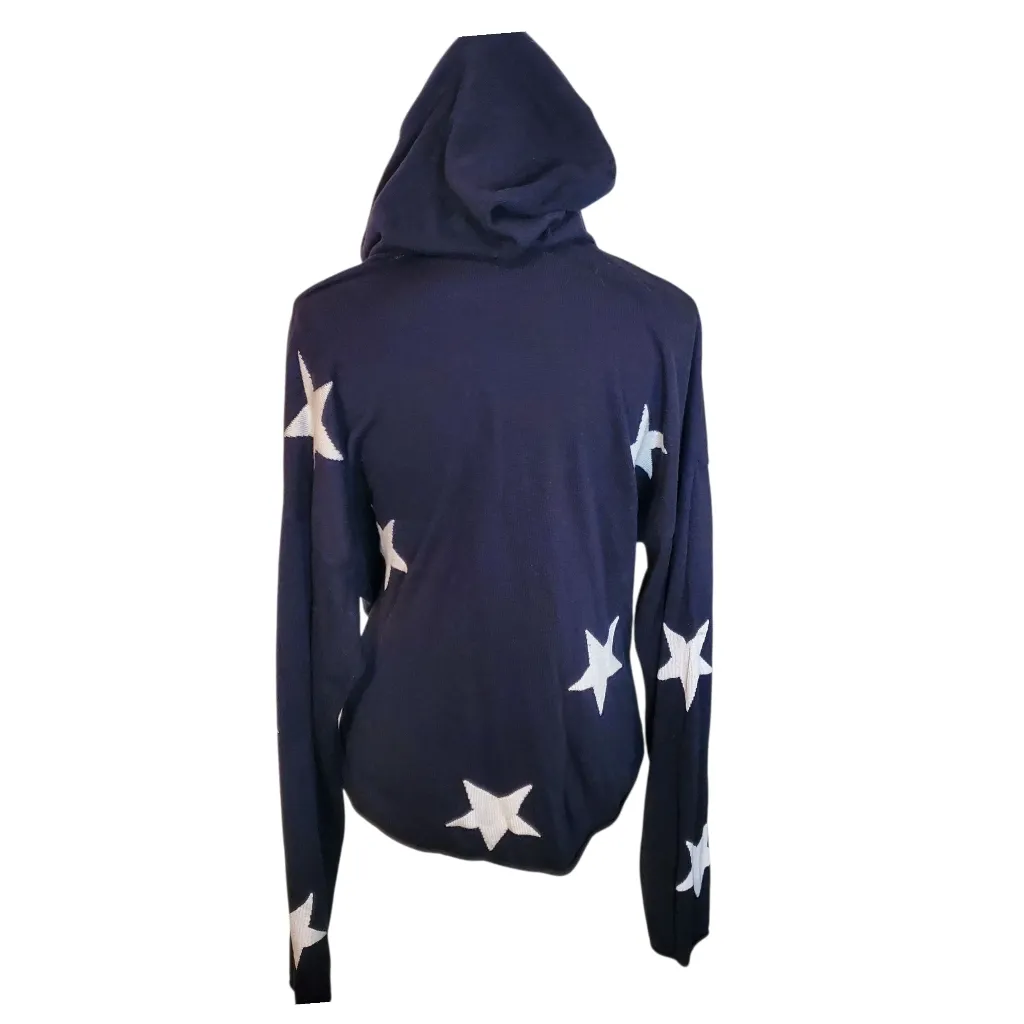 Rachel Zoe Star Print Hooded V-Neck Sweater Size XL - Image 4