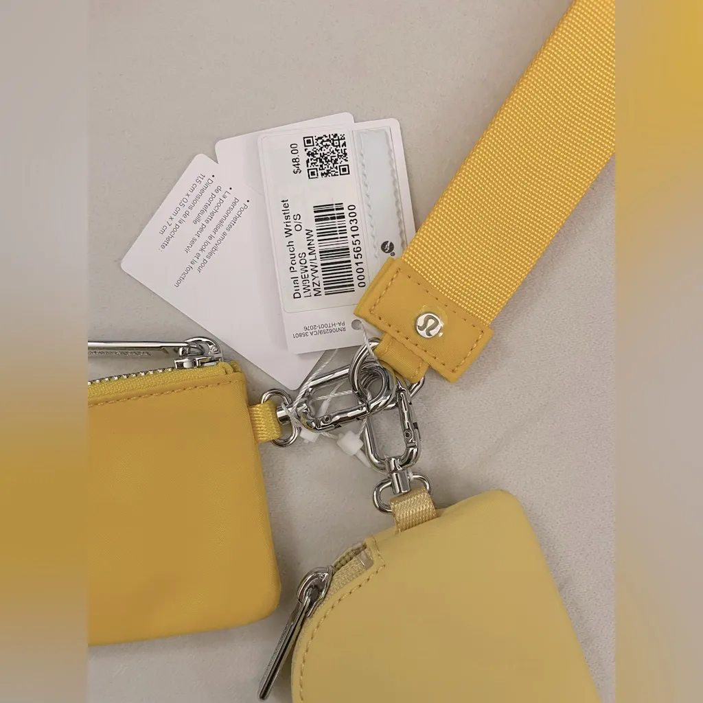 Lululemon NWT Dual Pouch Wristlet Maize Yellow Lemon Wash Card Holder - Image 8