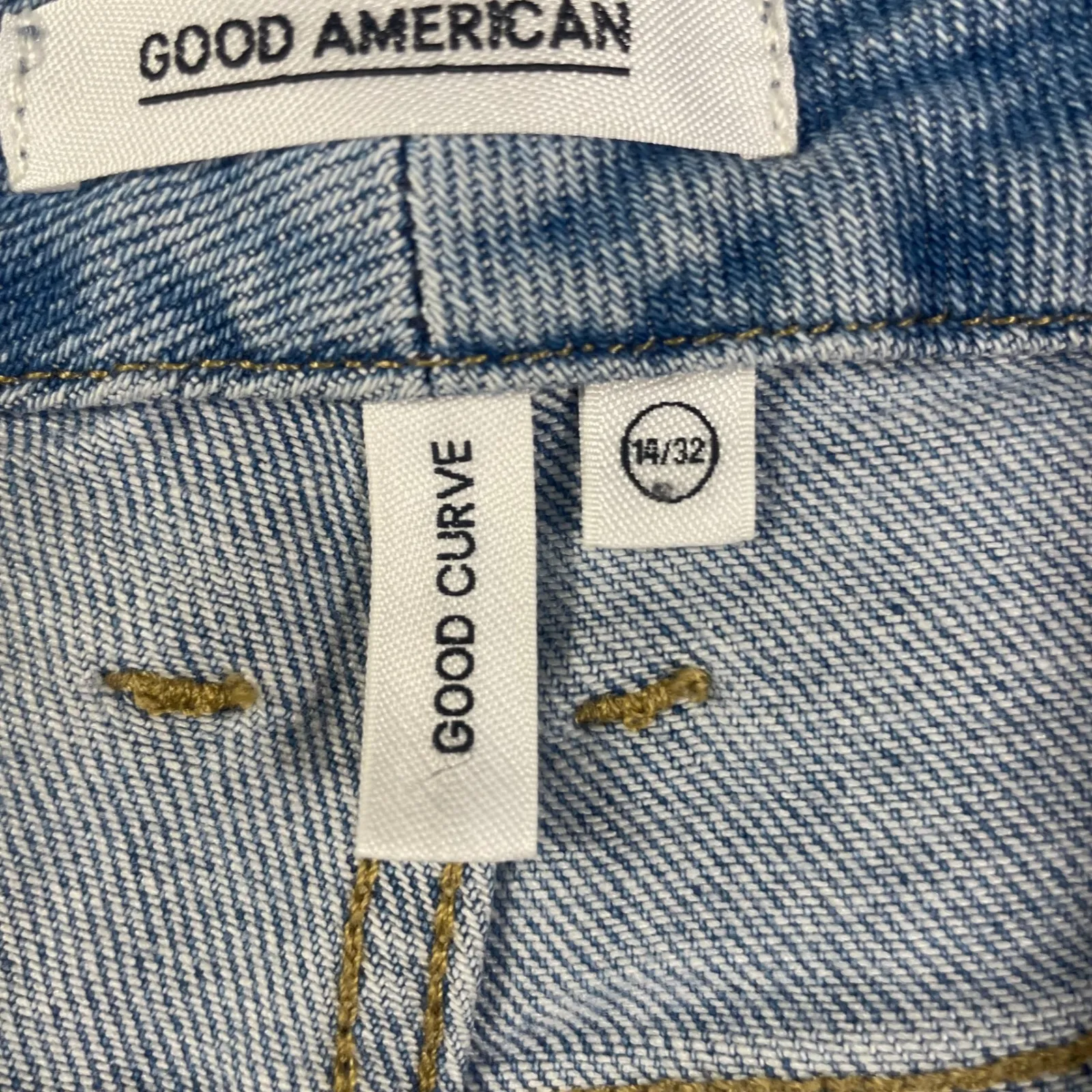 Good American Good Curve Raw Hem‎ Jeans Light Wash High Waisted Size 14/32 - Image 11