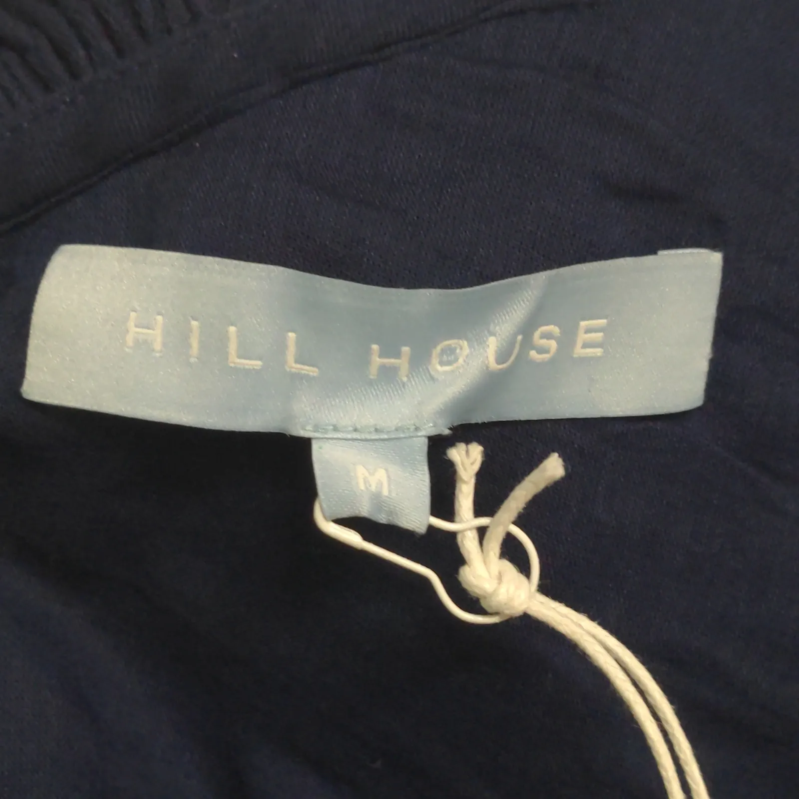 Hill House The Mila Dress Navy Linen Blend One Shoulder Eyelet Long Sleeve M New - Image 5