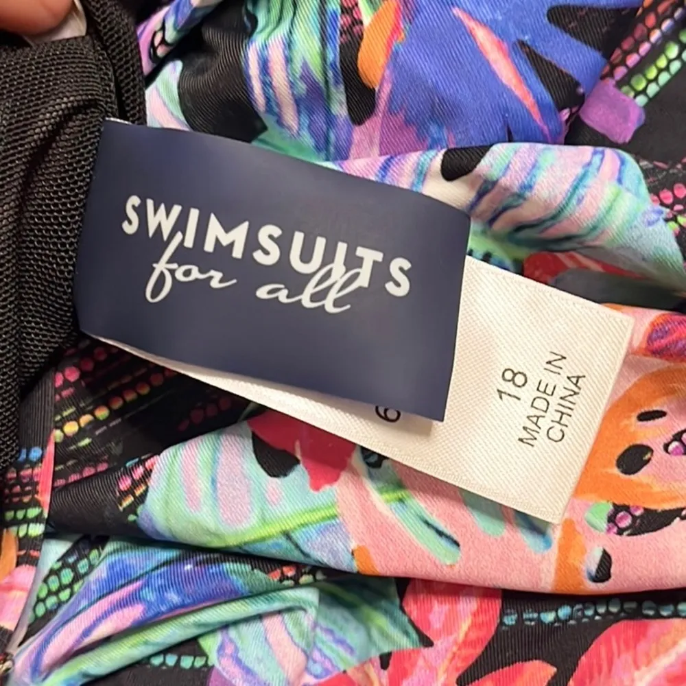 Swimsuits For All Tankini Top Floral Bandeau Swimsuit Swim Blousy 18 Blue - Image 6