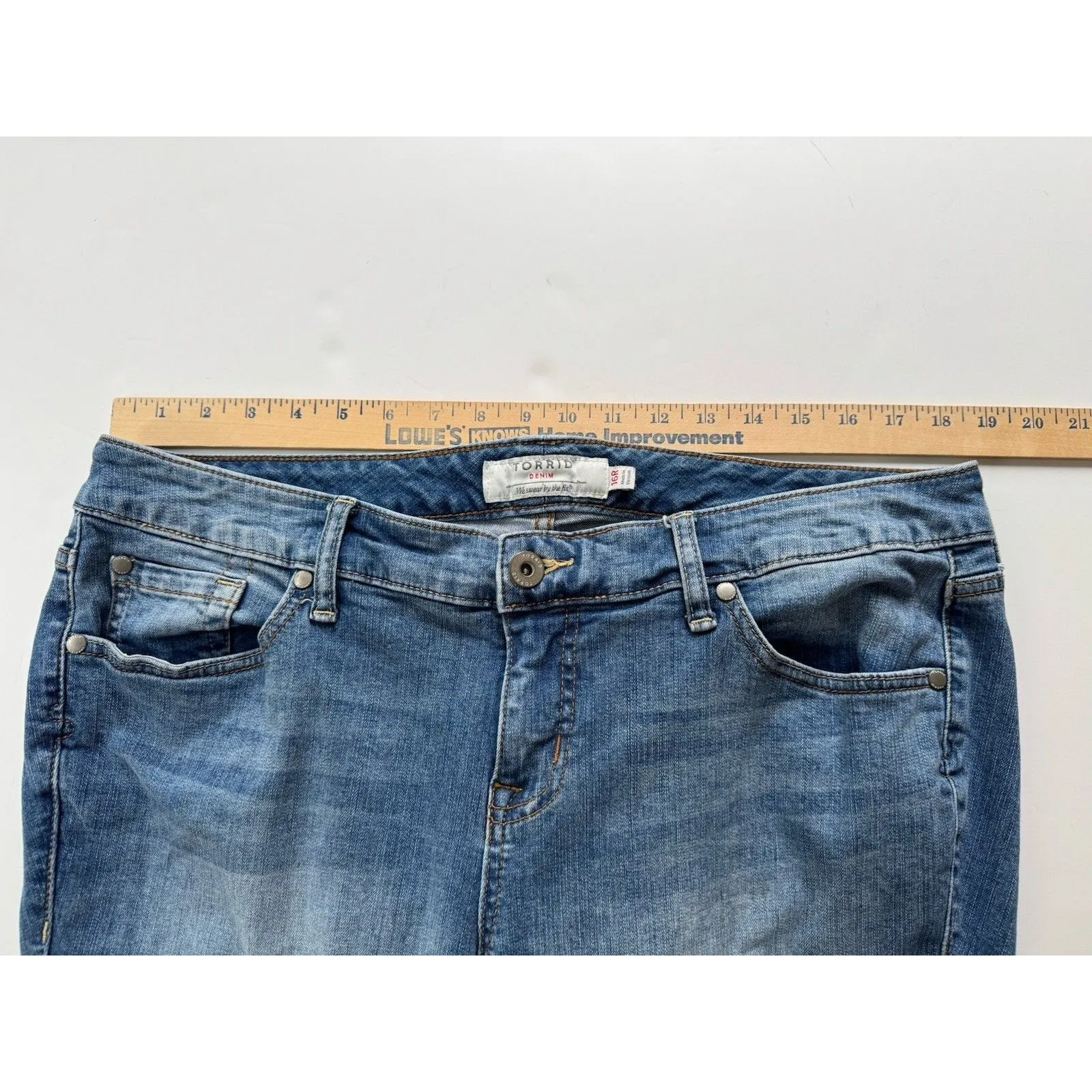 Torrid Denim Jeans Stretchy Medium Heathered Blue Wash Women’s 16R Low Rise - Image 6