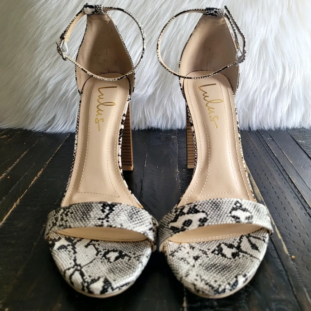 Lulus Snake Ankle Strap Heels Women's Size 8.5 Black - Image 2