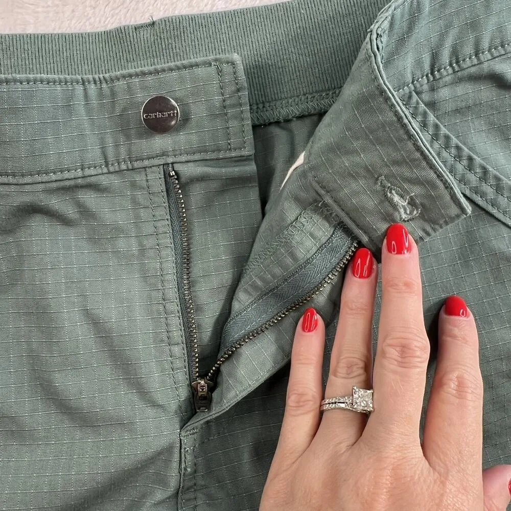 Carhartt Women's 14 Shorts 104213 MKG Musk Green 9" Ripstop Rugged Flex 5 Pocket - Image 7