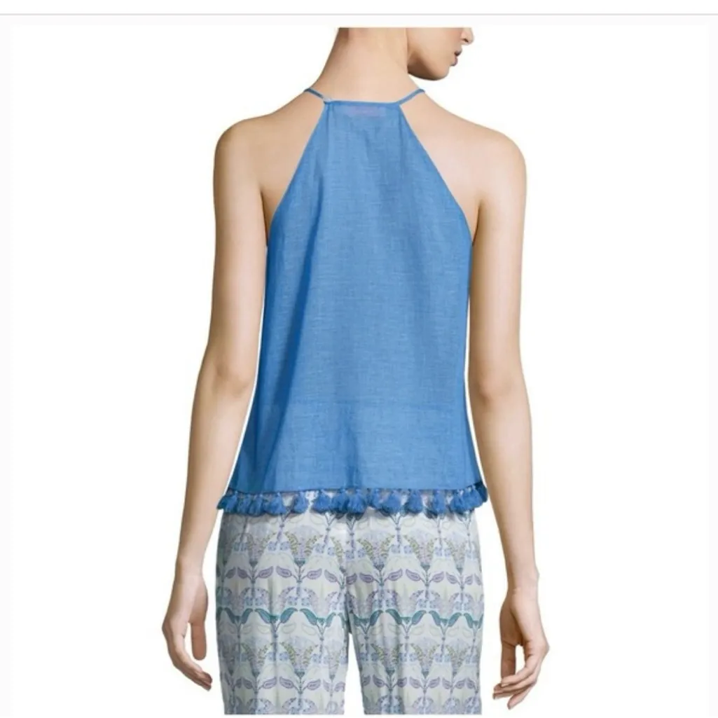 TORY BURCH LINDSAY TOP CORNFLOWER BLUE. Size 2. 100% Cotton - Image 3
