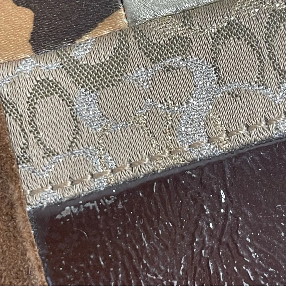 Vintage 90s Coach Patchwork Leather Suede Wristlet Wallet Brown Gold Hardware - Image 12