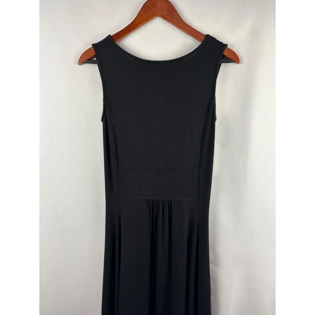 Liz Lange Womens Black Sleeveless V-Neck Dress With Bow Front & Belt Detail XS - Image 6