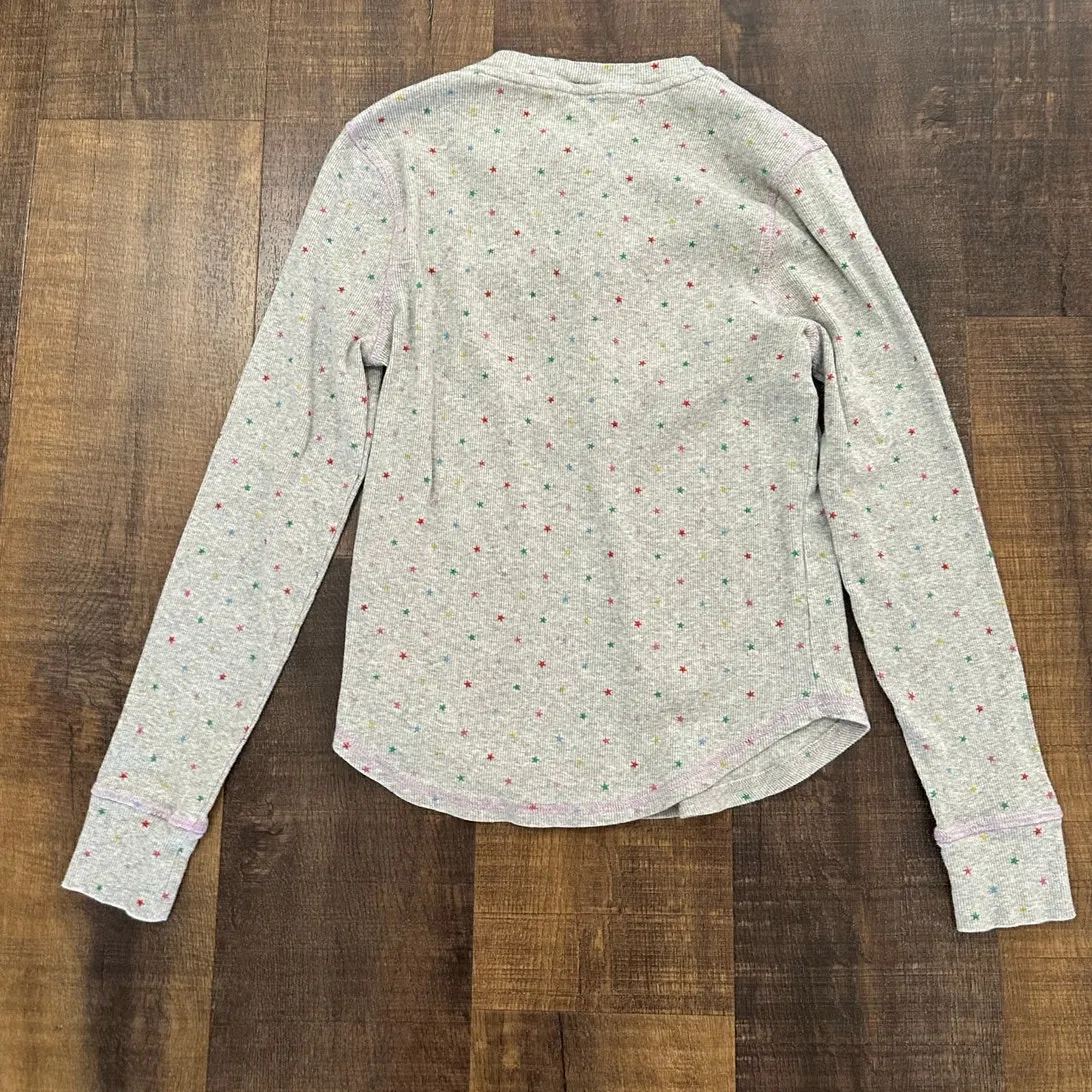 Boden Thermal Pajama Set Henley Top and Jogger Pants Grey Star Print Size US 6 Gray Size M - Image 5