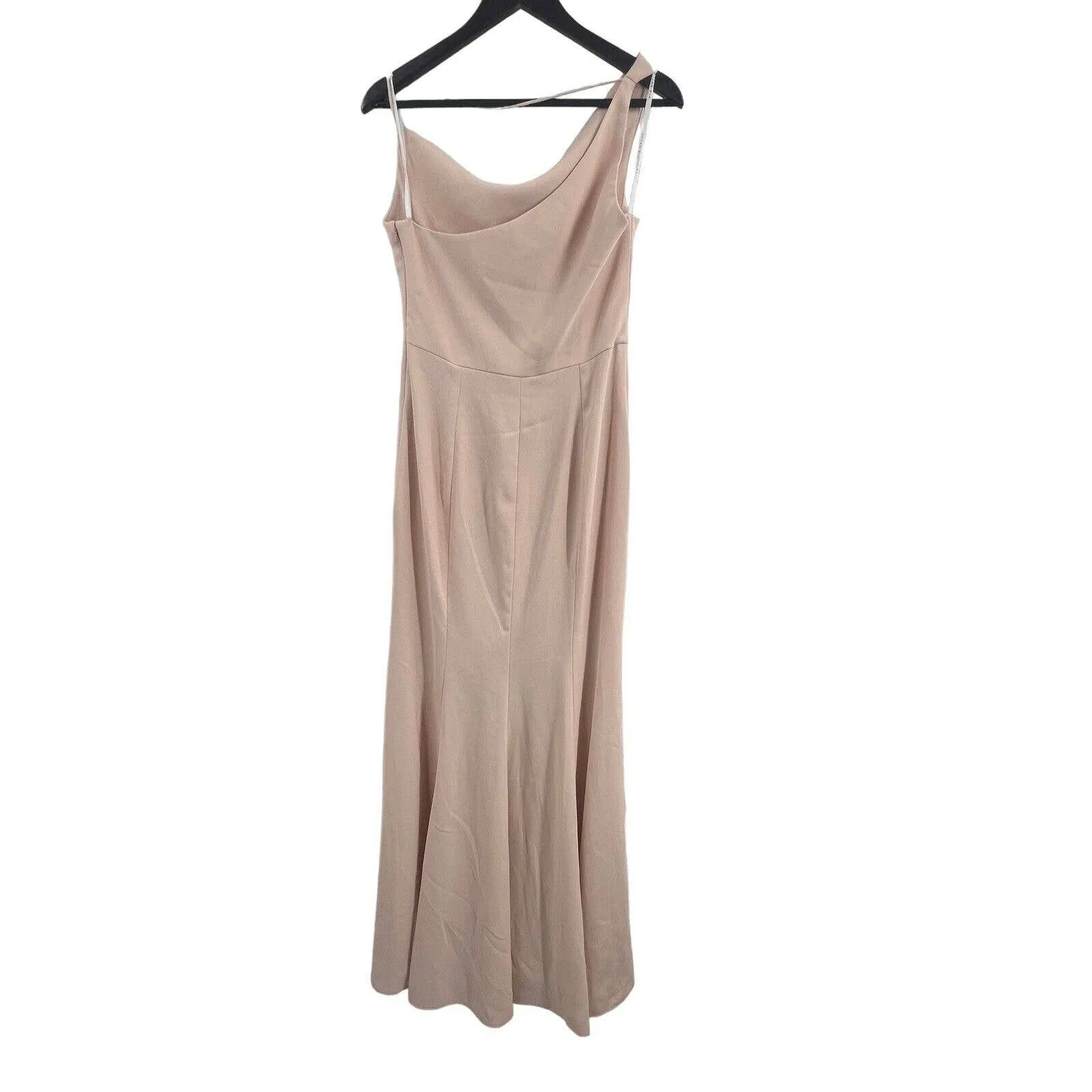 After Six‎ 6849 Cameo Pink One Shoulder Draped Cowl-Neck Maxi Dress 14 New - Image 6