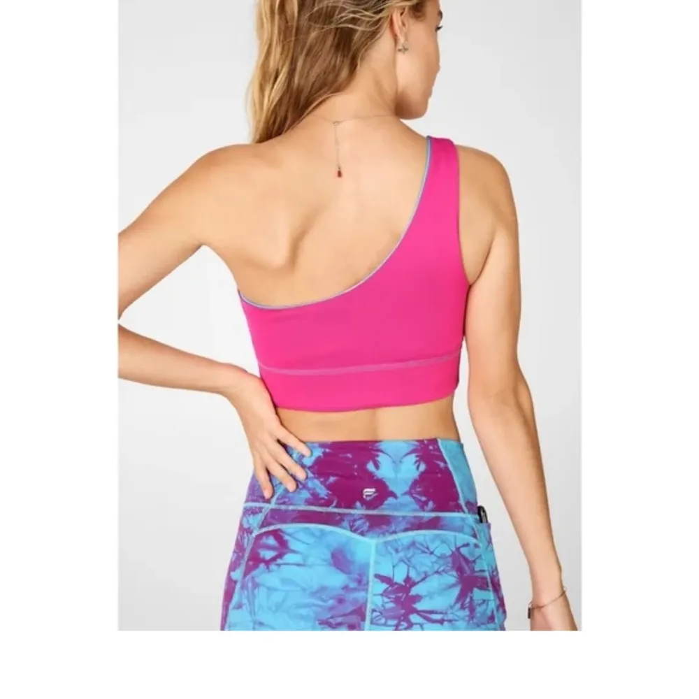 FABLETICS One-Shoulder Pink and Blue reversible Crop Top - Image 4