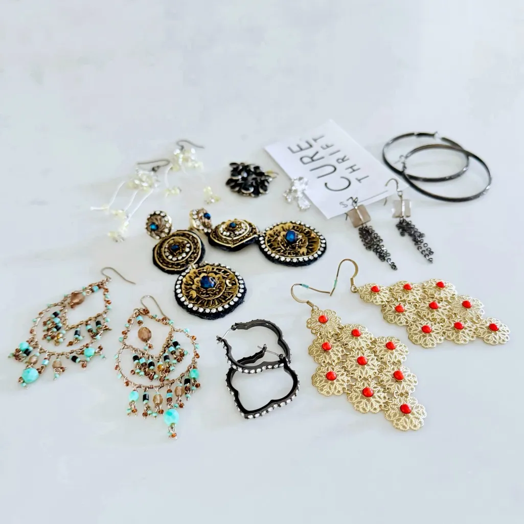 BUNDLE (9) Fashion Earrings Collection, Assorted Boho, Luxe & Statement Styles - Image 2