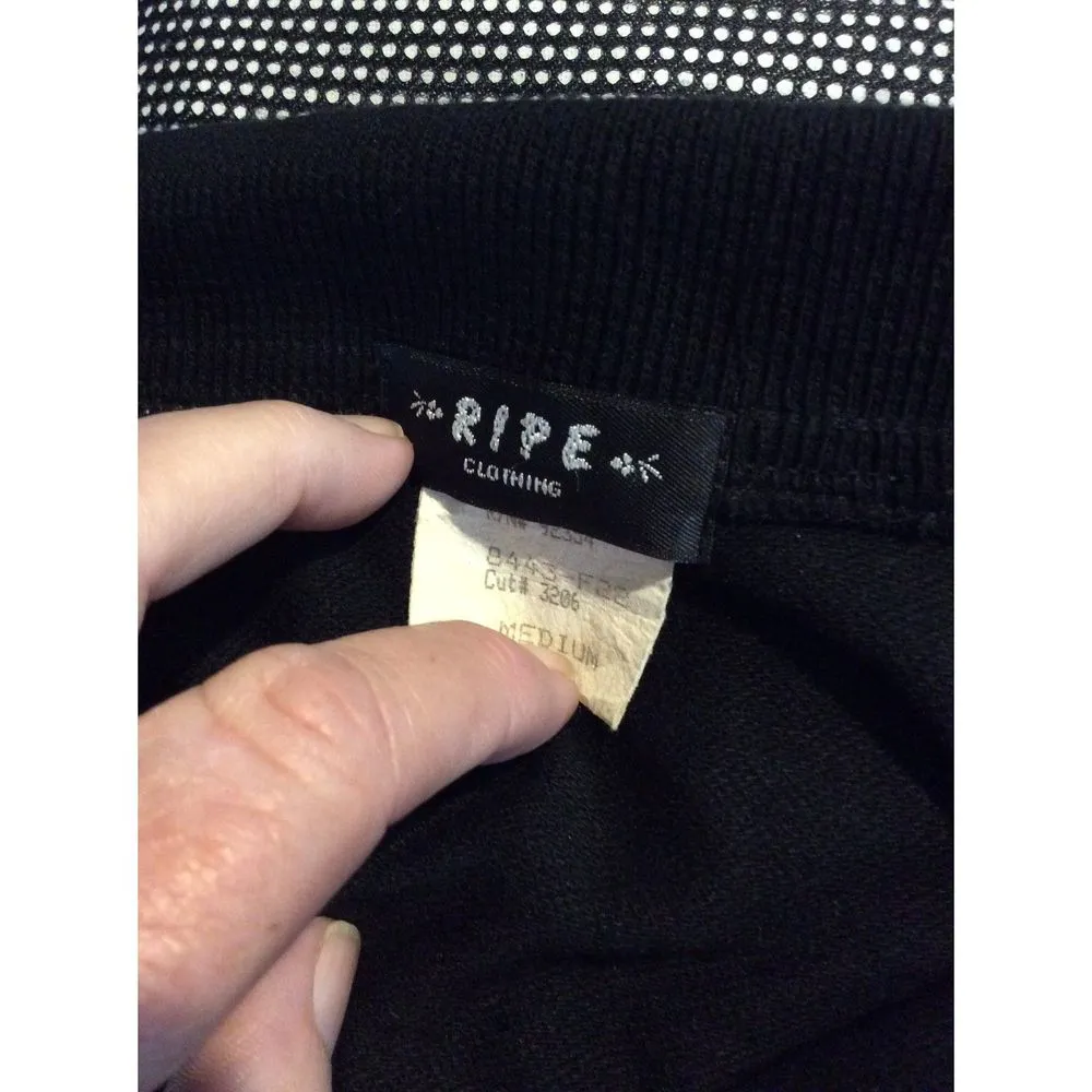 Medium women cropped zip front sweater short sleeve Pink black collar retro look - Image 5