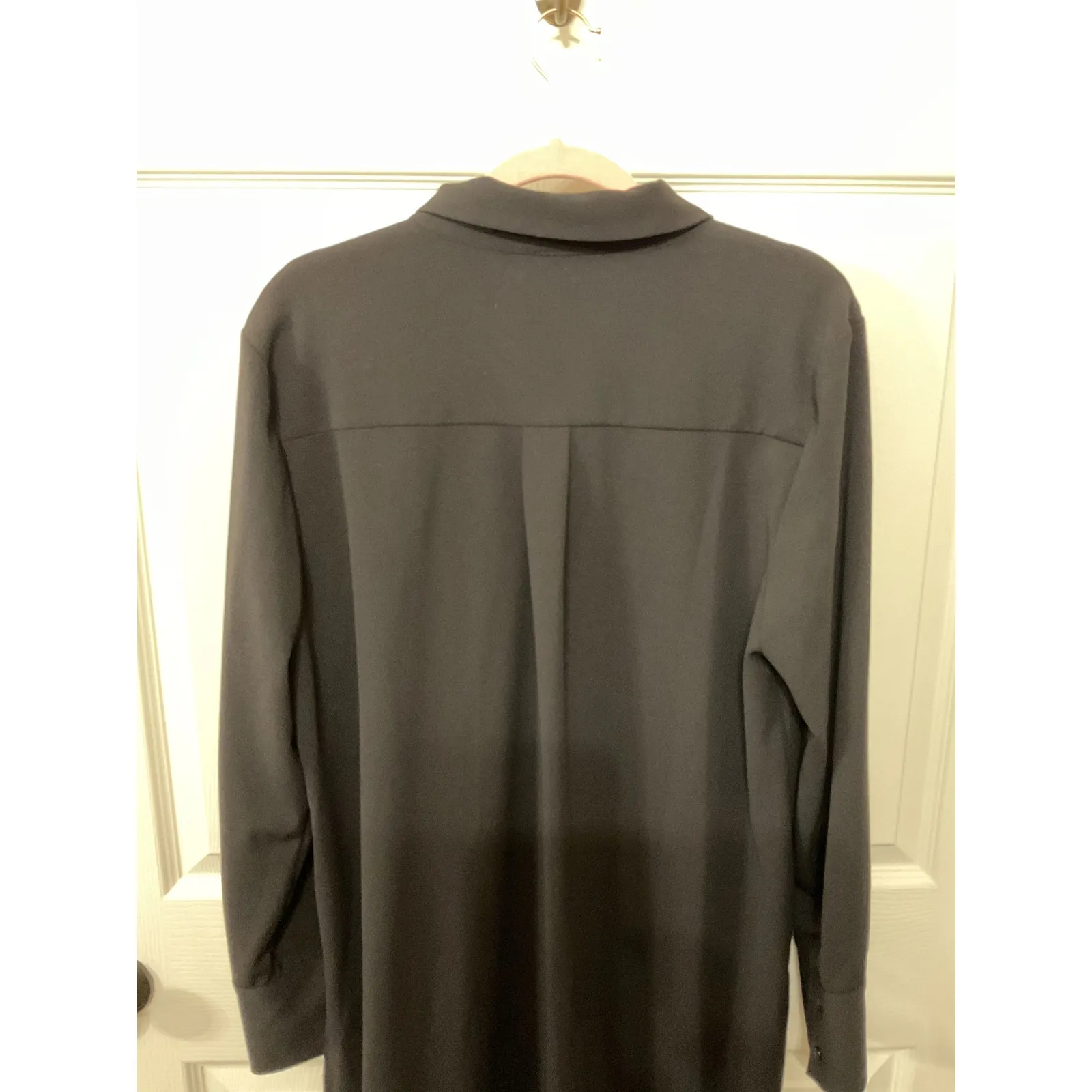 H by Halston Women's Black Fringe Button Down Tunic, L - Image 12