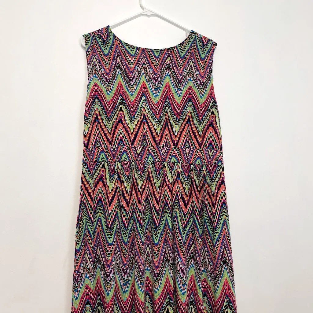 NY COLLECTION Plus Size Multicolor Sleeveless Maxi Dress Rainbow Chevron Stripe - Image 12