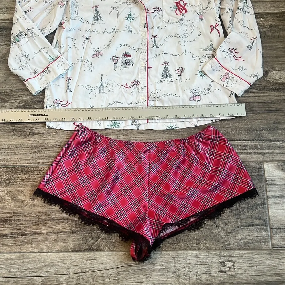 Victoria's Secret Women's L Pants/Top Pajama Set 2-Piece Christmas White #66 - Image 5