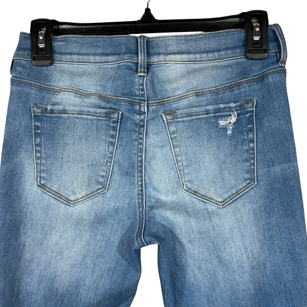 PacSun SZ 25 Ankle Jeggings Jeans Low-Rise Frayed Step Hems Zip-Fly Light Wash - Image 5