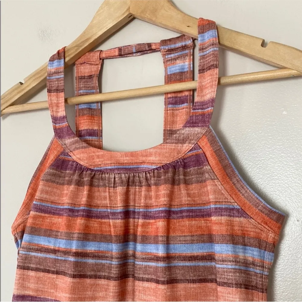 Prana Cantine Striped Sleeveless Dress Halter Orange Terra Soleil Size M - Image 6