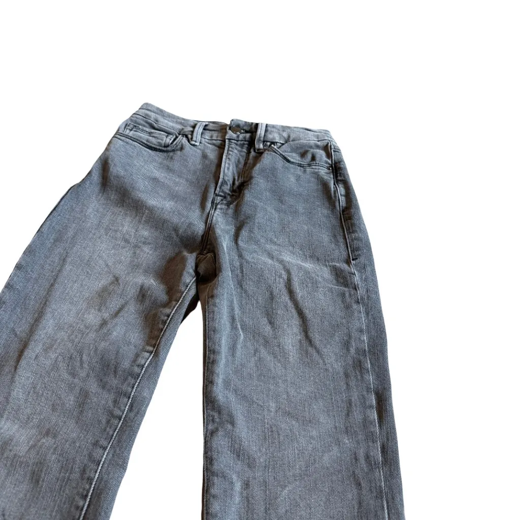 Good American Good Classic Straight Leg Raw Hem Jeans Pants Size 00/24 Women's - Image 2