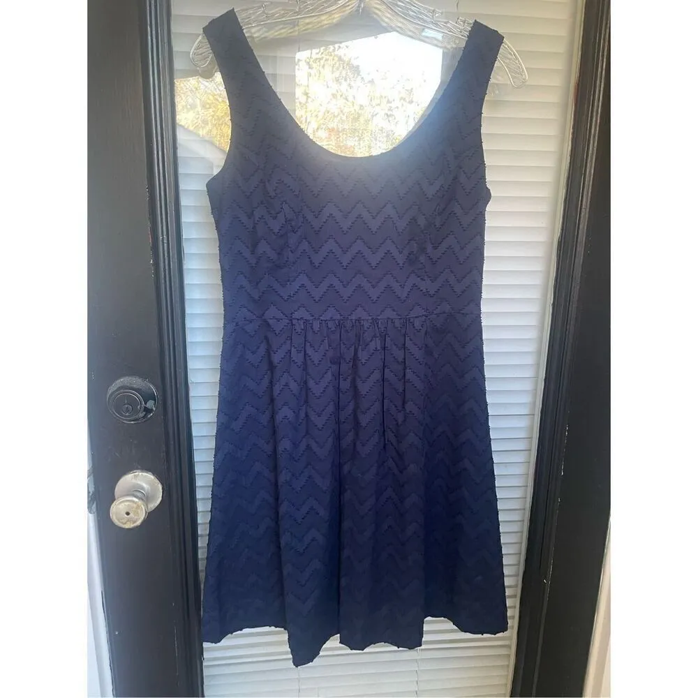 NWT Vineyard Vines Chevron A Line Sleeveless Dress Navy Blue 4 - Image 11
