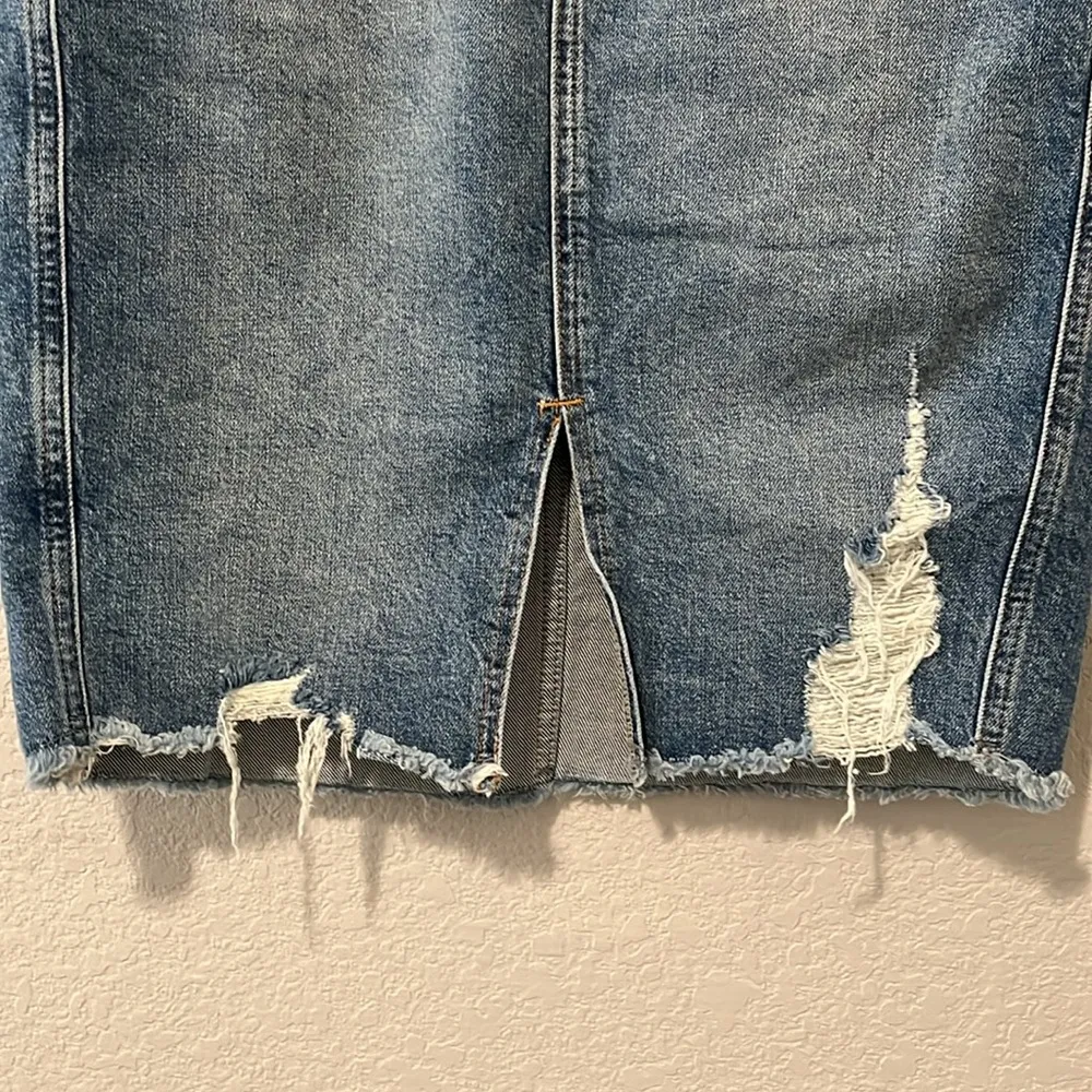 ANTHROPOLOGIE  Denim Pencil Midi Skirt, Size 2 - Image 3