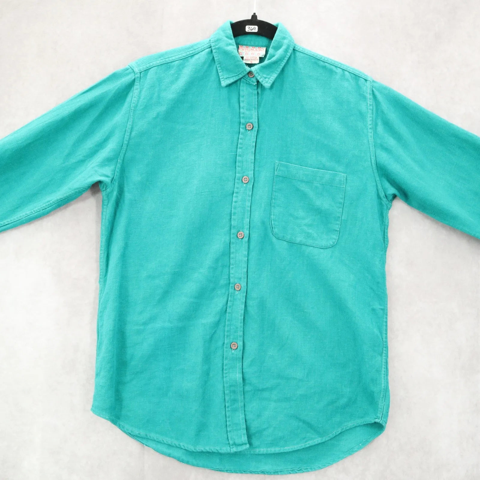 Putumayo Green Long Sleeve Cotton Button Up VTG Y2K Western Utility Shirt Small - Image 5