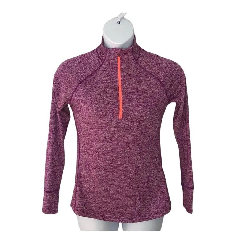 Tangerine Marble Quarter Zip Pullover Neon Pink Orange Size Medium - Image 2