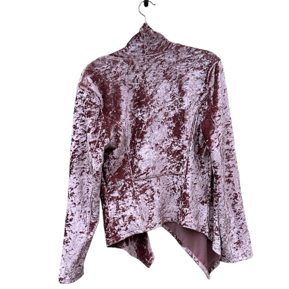 Blank NYC Crushed Velvet Dusty Rose Pink Asymmetrical Zip Moto Jacket NWT Large - Image 3