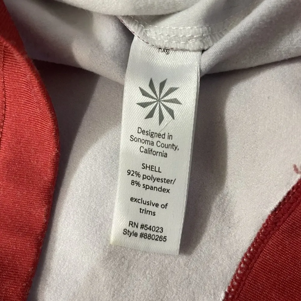 Athleta 1/4 Zip Pullover Shirt Womens Sz XXS Abstract Floral Print Red White - Image 4