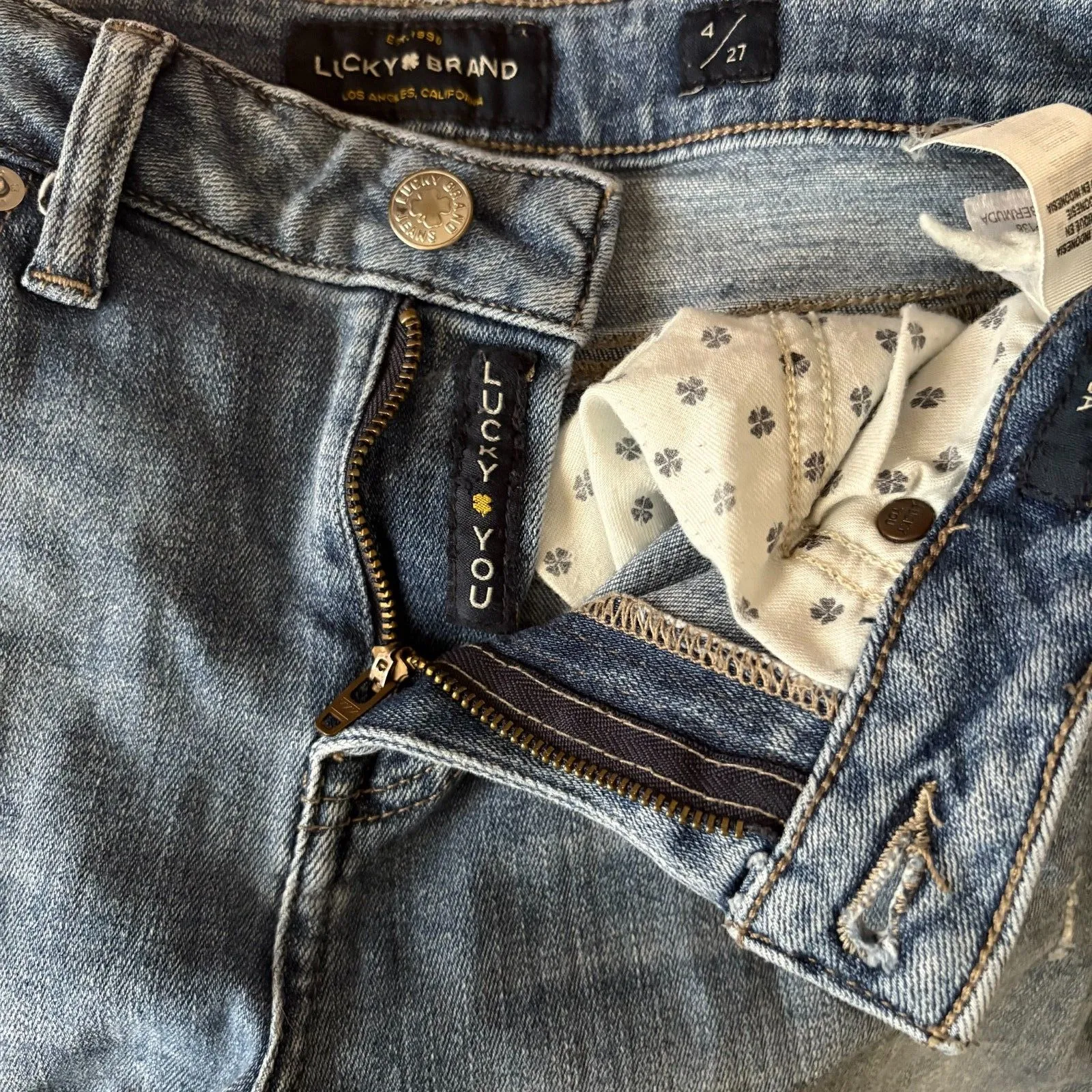 Lucky Brand The Bermuda Mid Rise Distressed Jean Shorts Blue Denim Womens Size 4 - Image 3