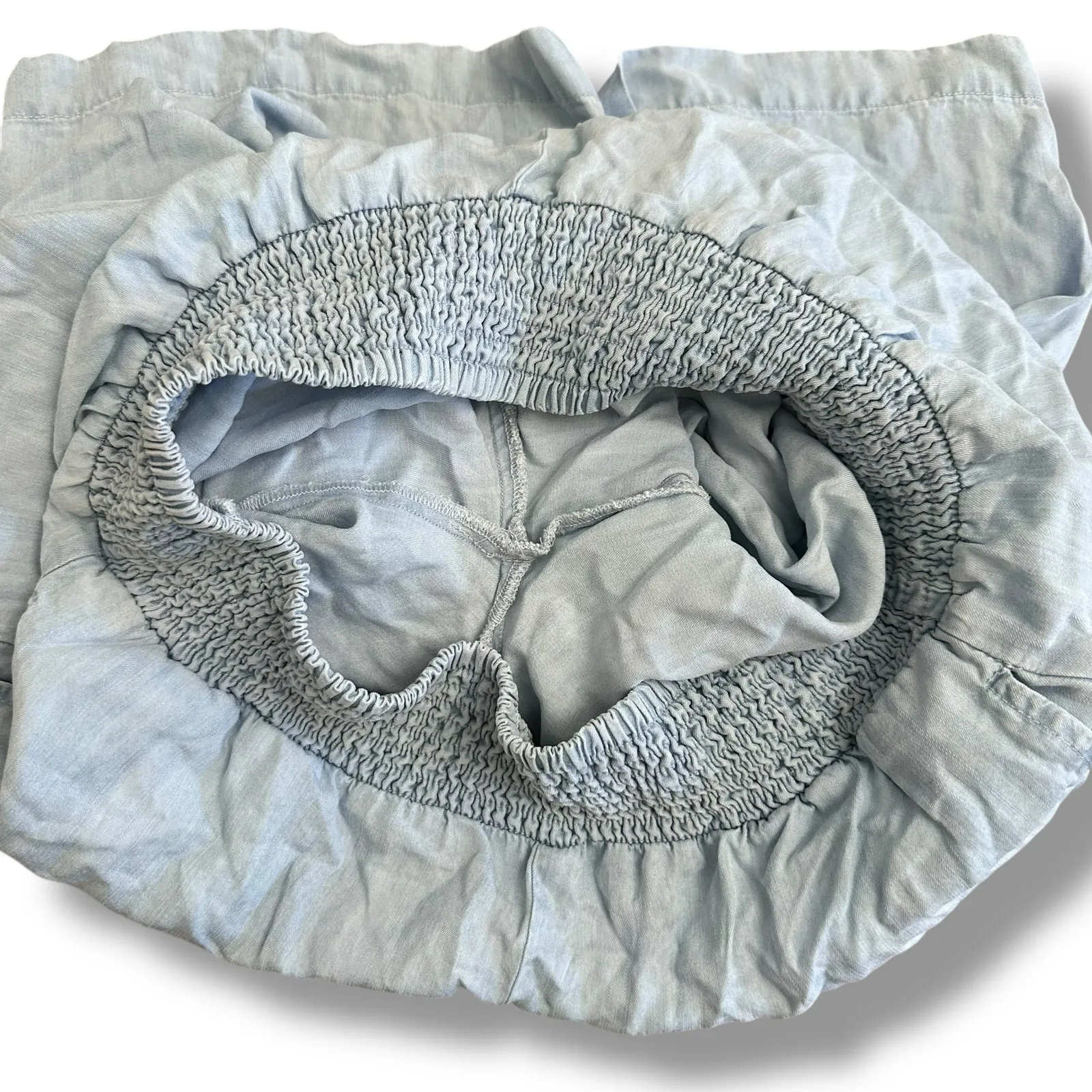 Dear John XS Wide Leg Pants Light Blue Smocked Waist Flowy‎ Summer Trousers - Image 8