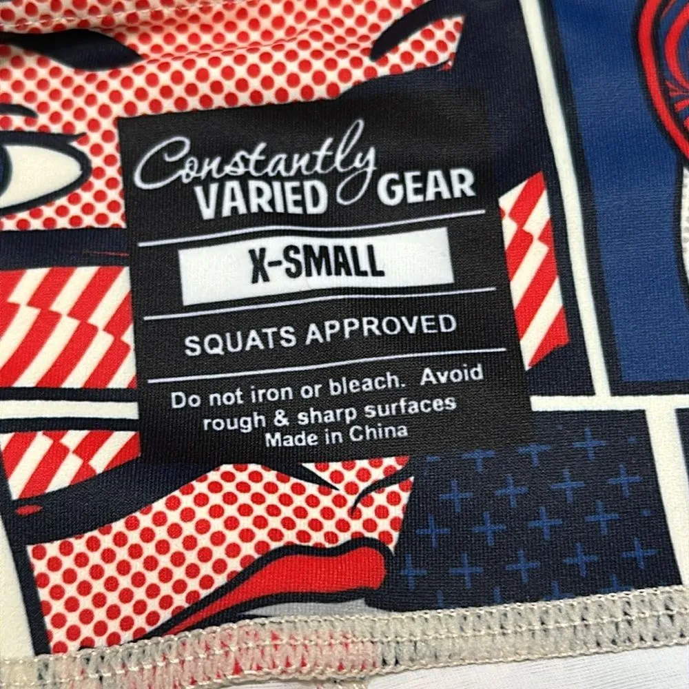 CVG Constantly Varied Gear Pop Art Side Pocket Training‎ Capri Leggings XS Red - Image 11