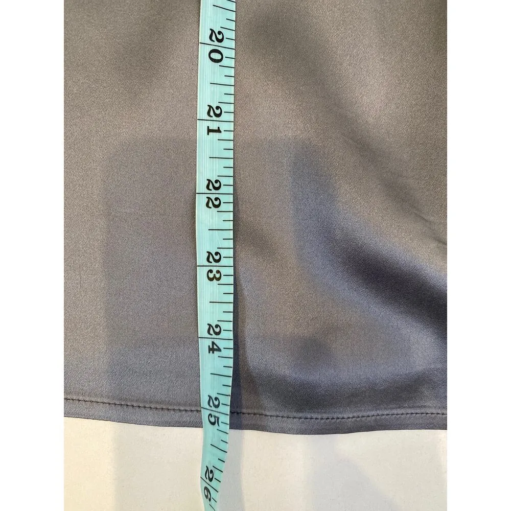 Talbots Pure Silk Steel Gray Cap Short Sleeve Blouse Key Hole Back EUC Sz 10 - Image 12