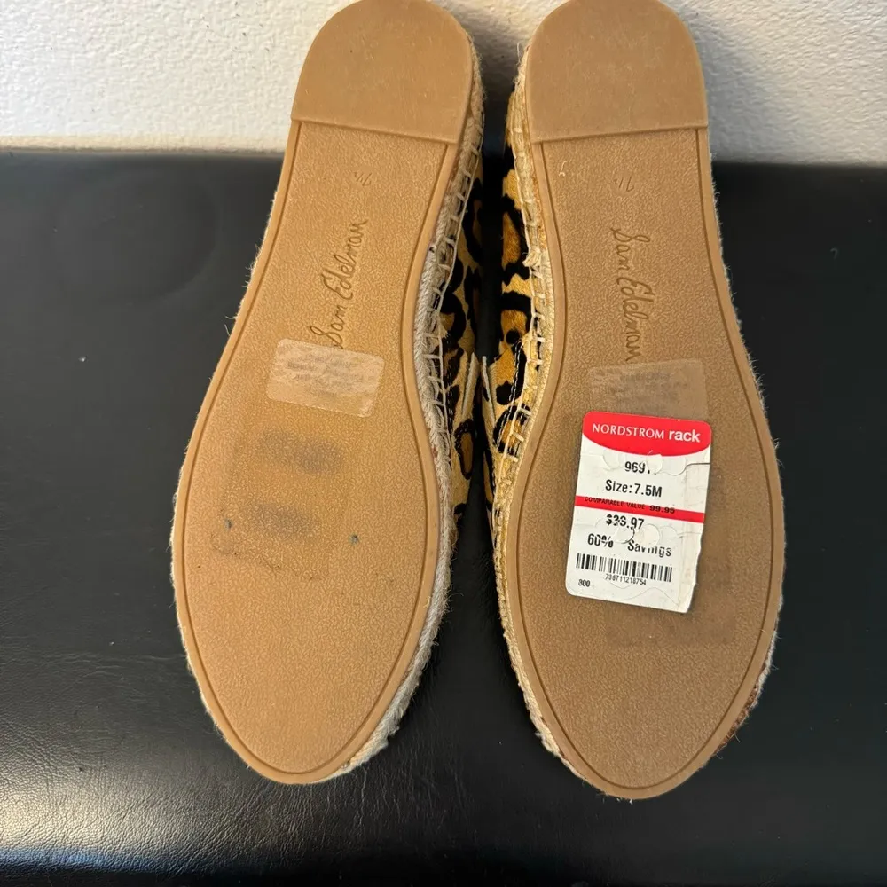 Shoes Womens 7,5 Brown Khloe Leather Espadrille Flats Leopard Print - Image 9