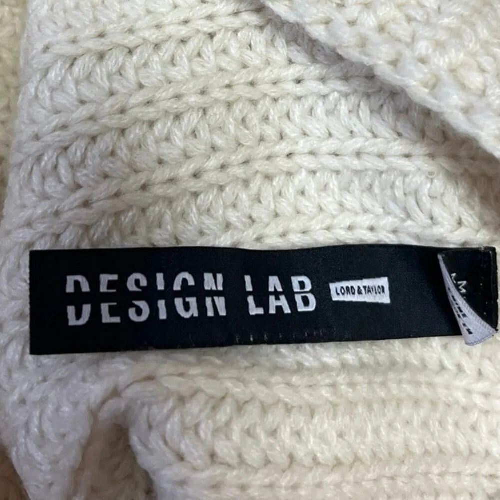 Design Lab Women's Cream Red Striped Turtleneck Oversized Sweater Top Size M - Image 4