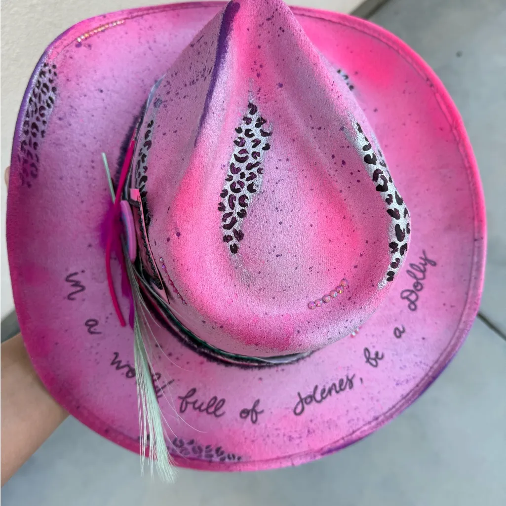 Dolly Parton pink and purple cowboy hat western festival hat - Image 2