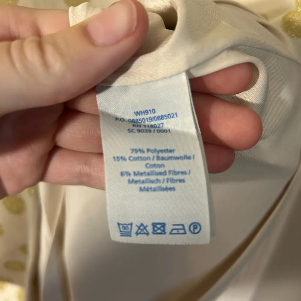 Boden‎ White and Gold Polka Dot Long Sleeve Dress Size 16 - Image 4