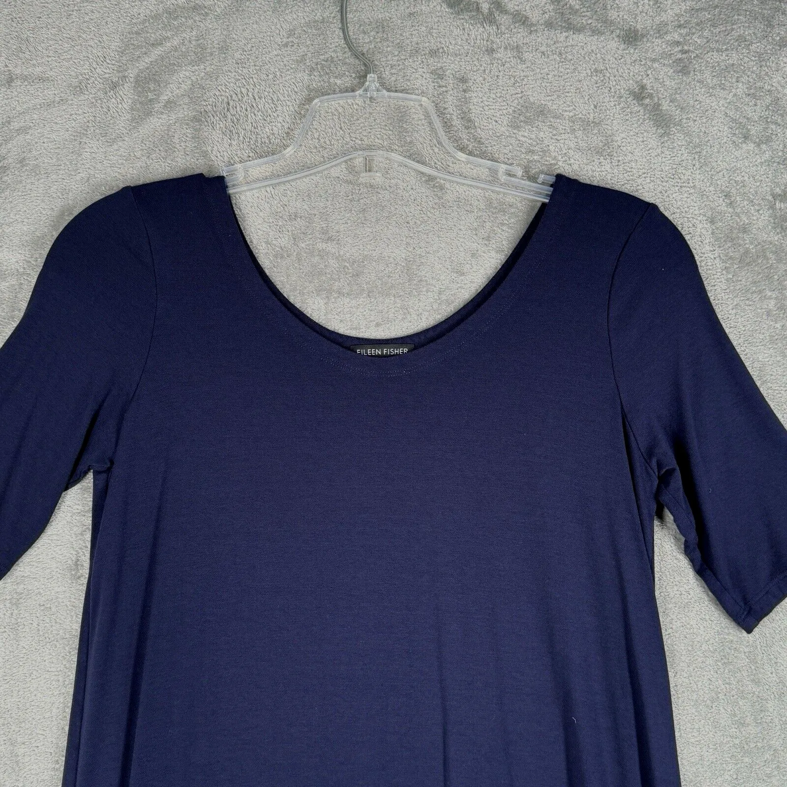 Eileen Fisher Dress Women Small Blue Jersey Knit Midi‎ Neutral Casual Minimalist - Image 4