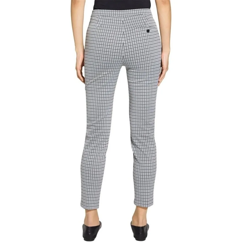 NWT Theory High Waist Taper in Fog Multi Contrast Grid Plaid Slim Ankle Pants 2 - Image 11