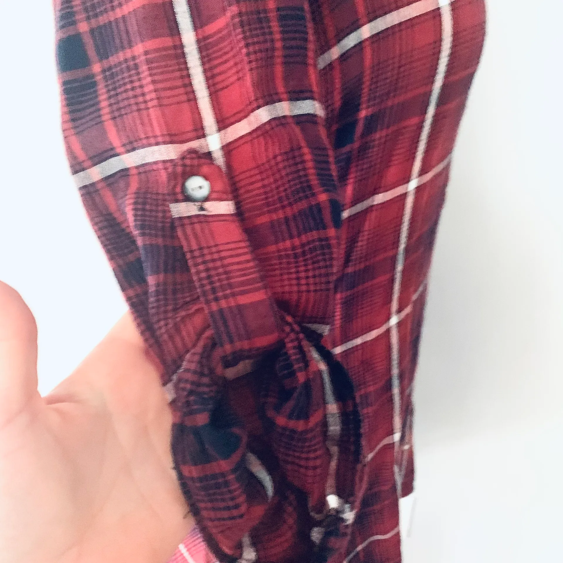 Red Navy Plaid Shirt Dress - Image 8