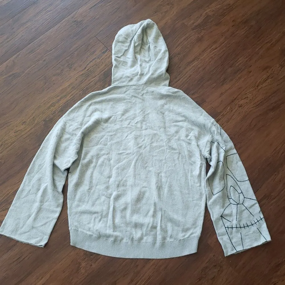 Skull Cashmere Light Gray Cashmere Cottom Blend Knit Oversize Hoodie Size Small - Image 6