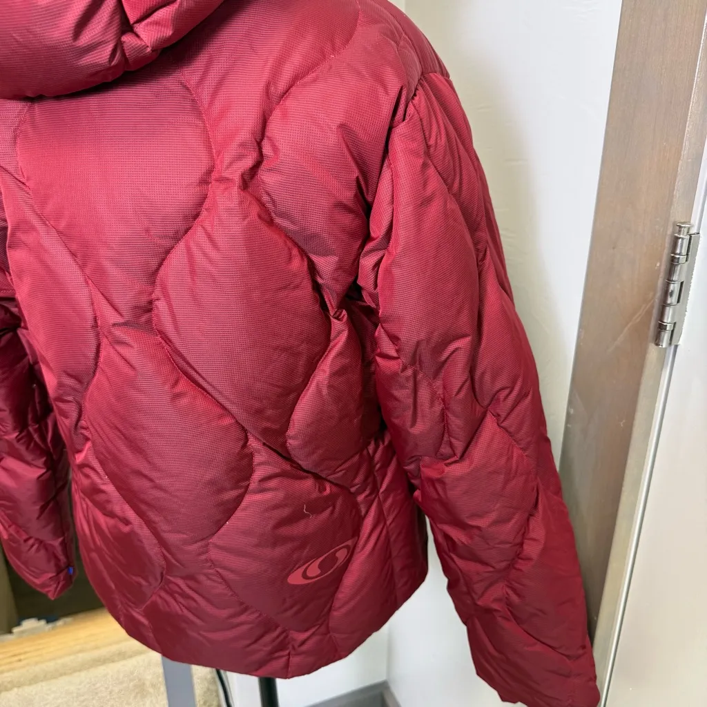 Salomon Women's Down Filled Quilted Winter Coat Jacket Faux Fur Trim Hood Red M - Image 4