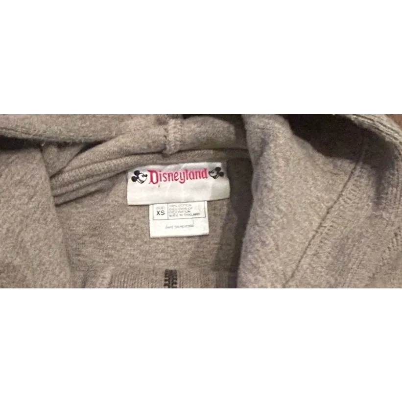 Vtg Disneyland Winnie The Pooh Piglet Hoodie‎ Beige Embroidered Resort Exclusive - Image 5