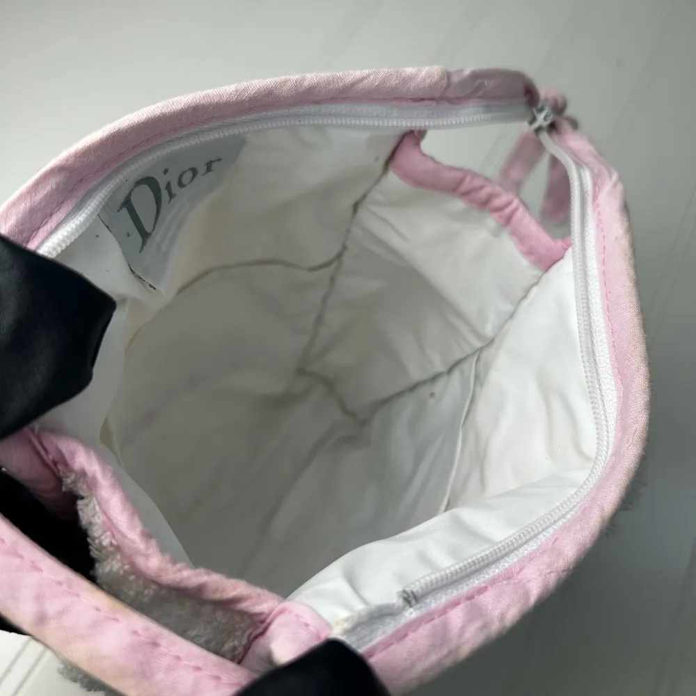 White Fluffy “I love Dior” Dior Nylon Cosmetic Bag - Image 9